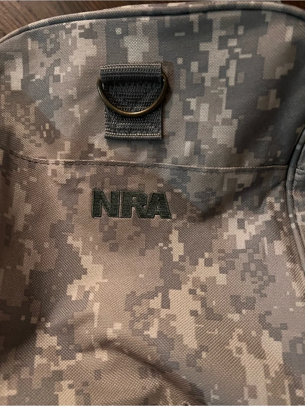 NRA Military-Style digital Camo Duffle Bag with American Flag Patch